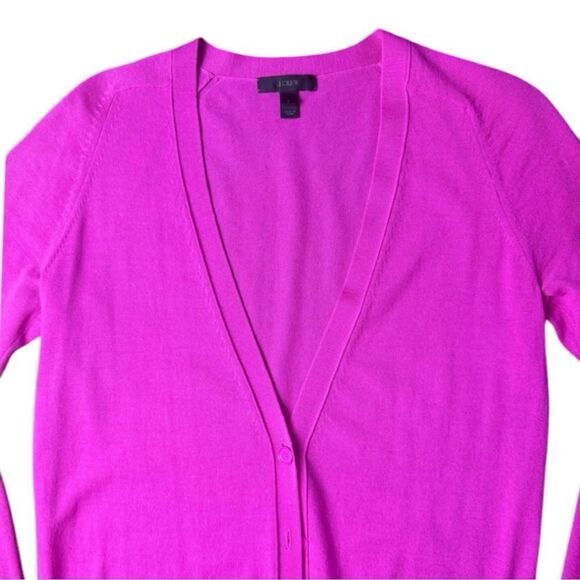 J. Crew | Hot Pink Wool‎ Cardigan Sweater Sz Small - Picture 1 of 7